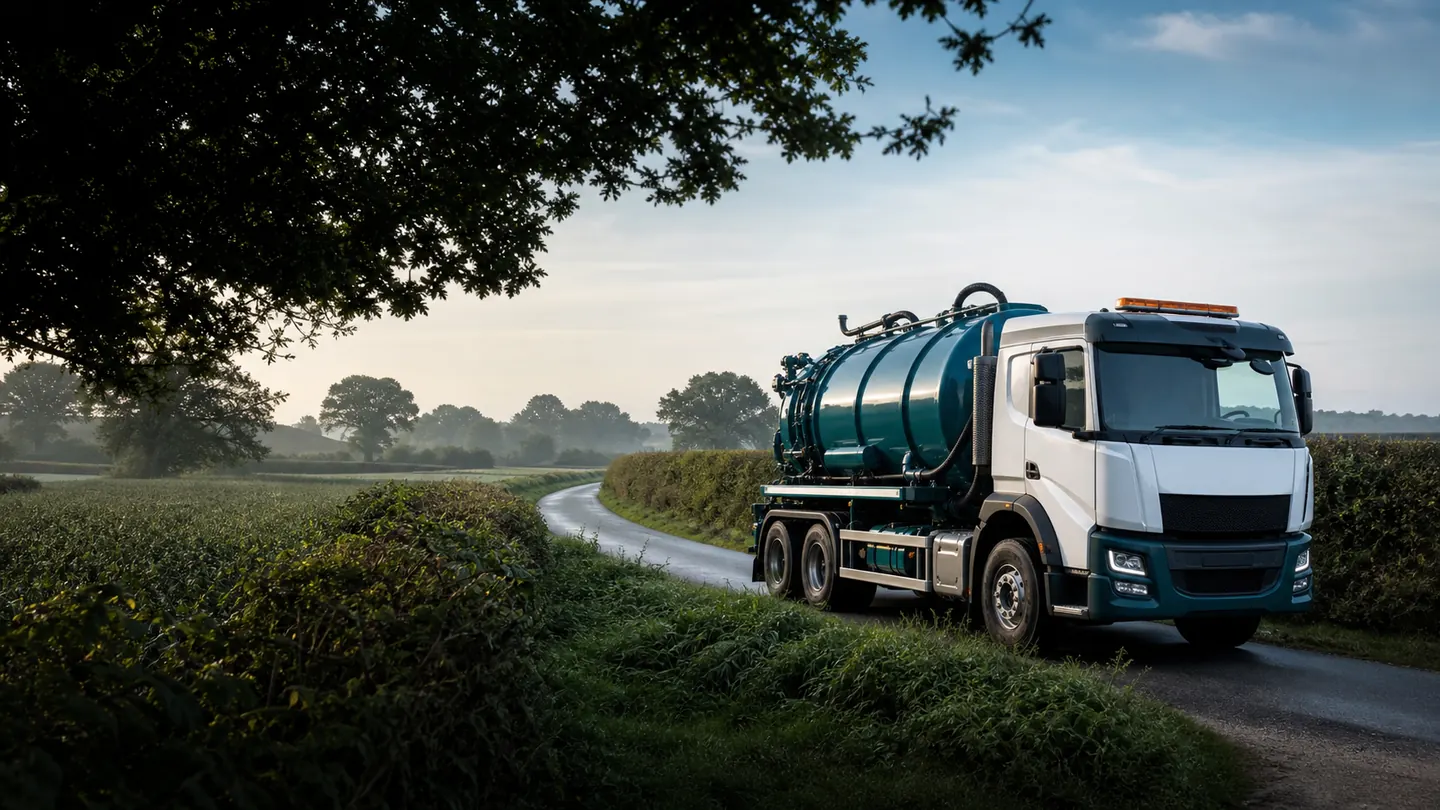 Vacuum tanker on a rural Norfolk lane